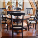 F01. Canadel kitchen table with 6 chairs. 30”h x 48”w Includes 1 20” leaf) 